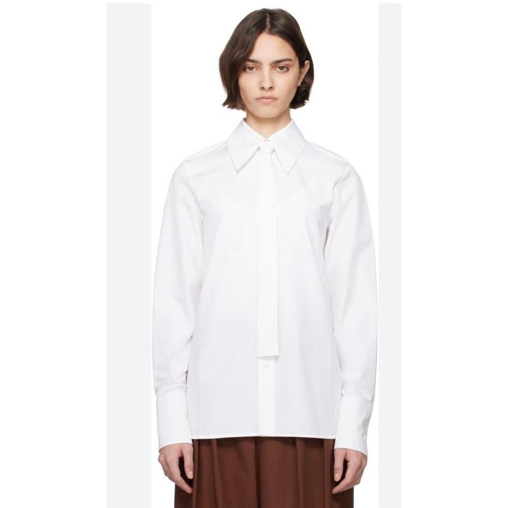 Jil Sander Tie Poplin Shirt in White DE 34 US 2